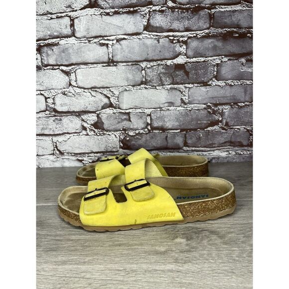 Sanosan Yellow Leather Arizona Slides Casual Cork Sandals Women Sz 40EU/9.5M US - Picture 2 of 16